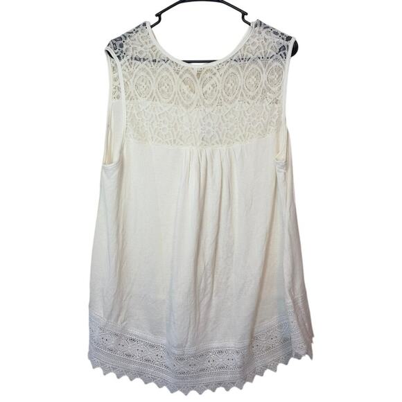 NWT Weekend Suzanne Betro Lace Trim V-Neck Tunic Blouse Size 1X White Boho - Picture 2 of 4